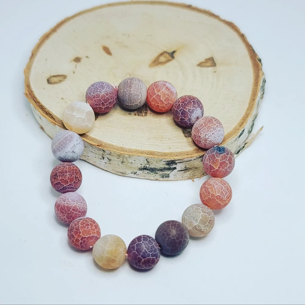 Crackle Agate beaded bracelet 10 mm